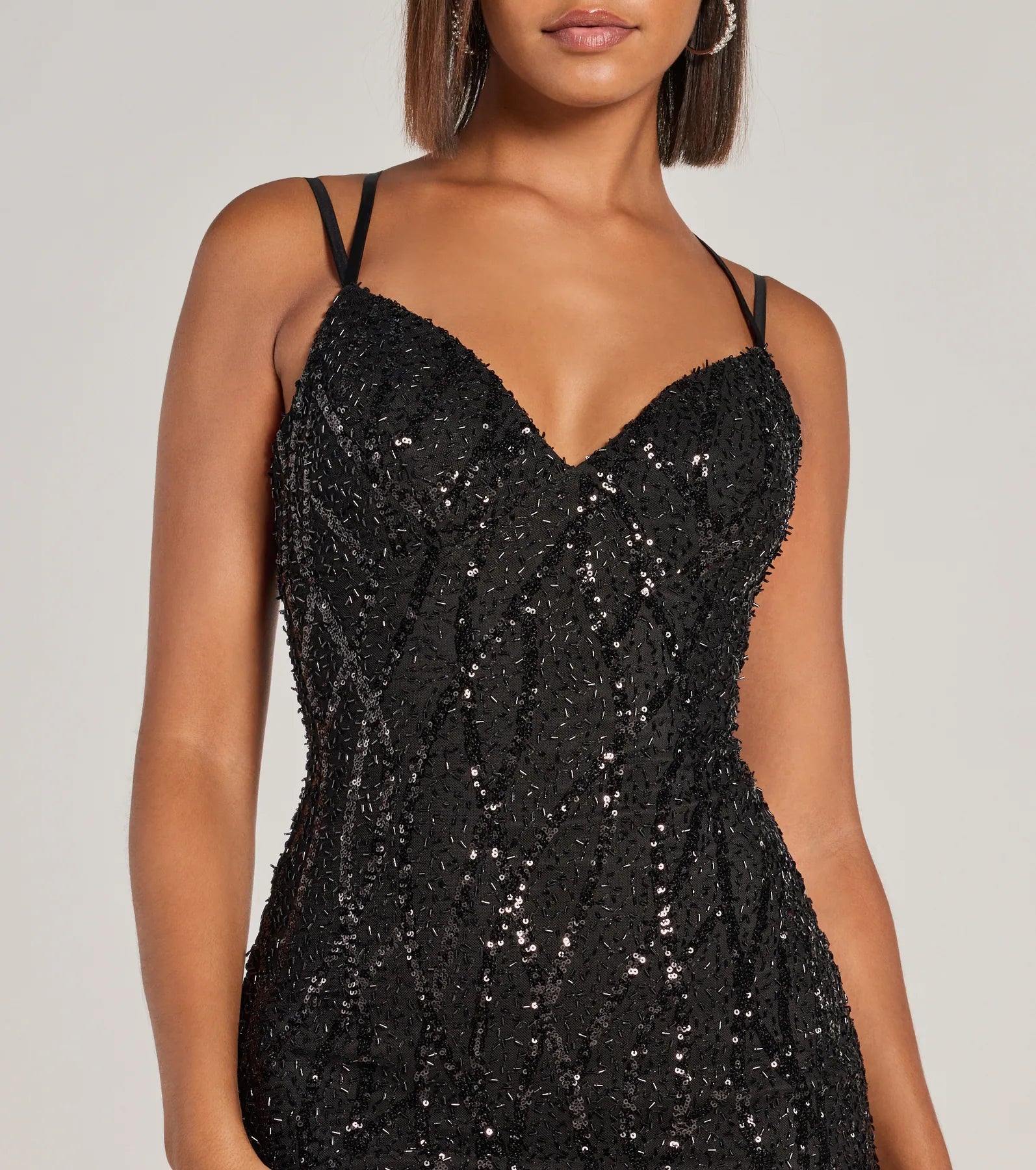 Hartley Lace-Up Sequin Mesh Bodycon Mini Dress - Image 10