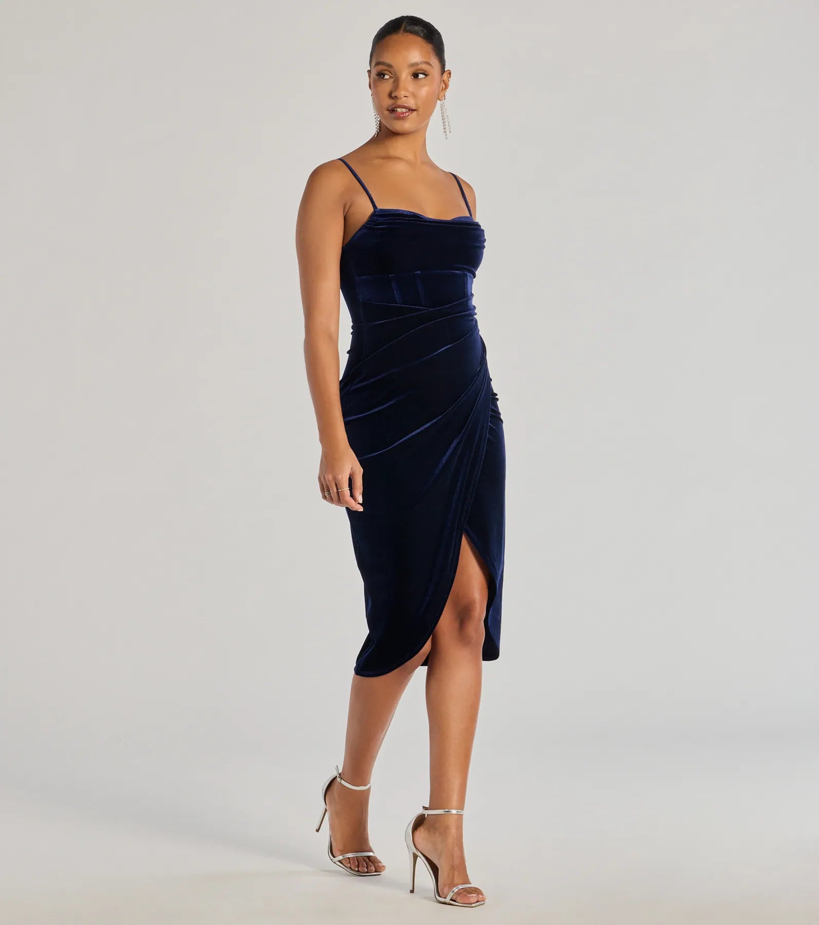 Alice Corset Velvet Midi Formal Dress - Image 3