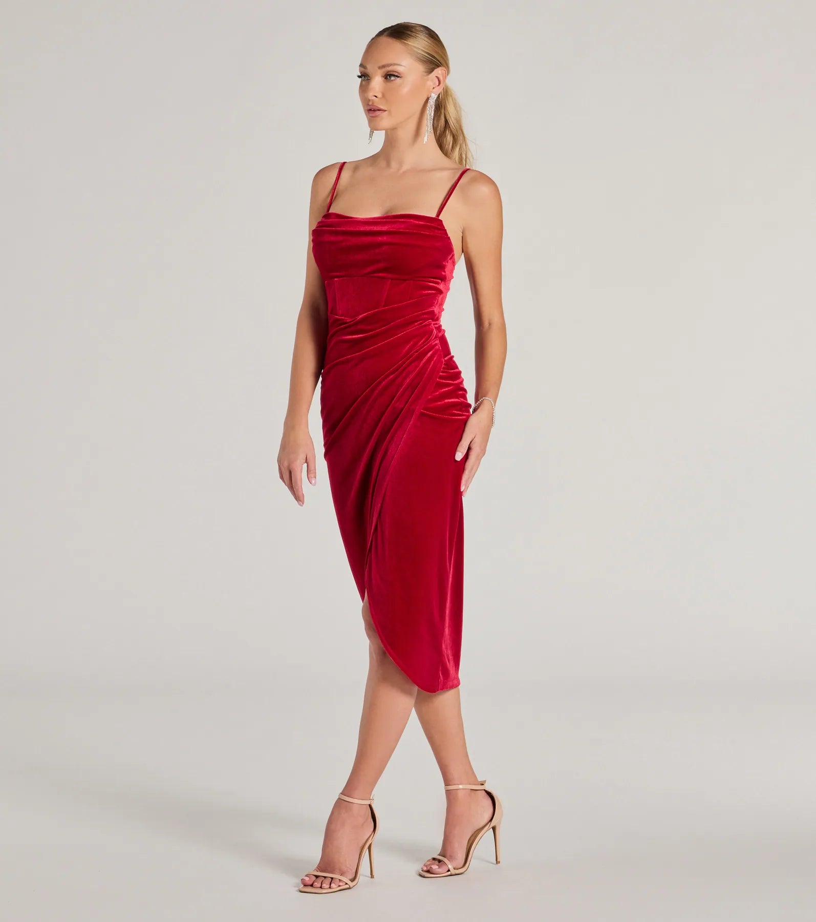 Alice Corset Velvet Midi Formal Dress - Image 12