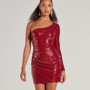 Sandra Sequin One-Shoulder Mini Dress
