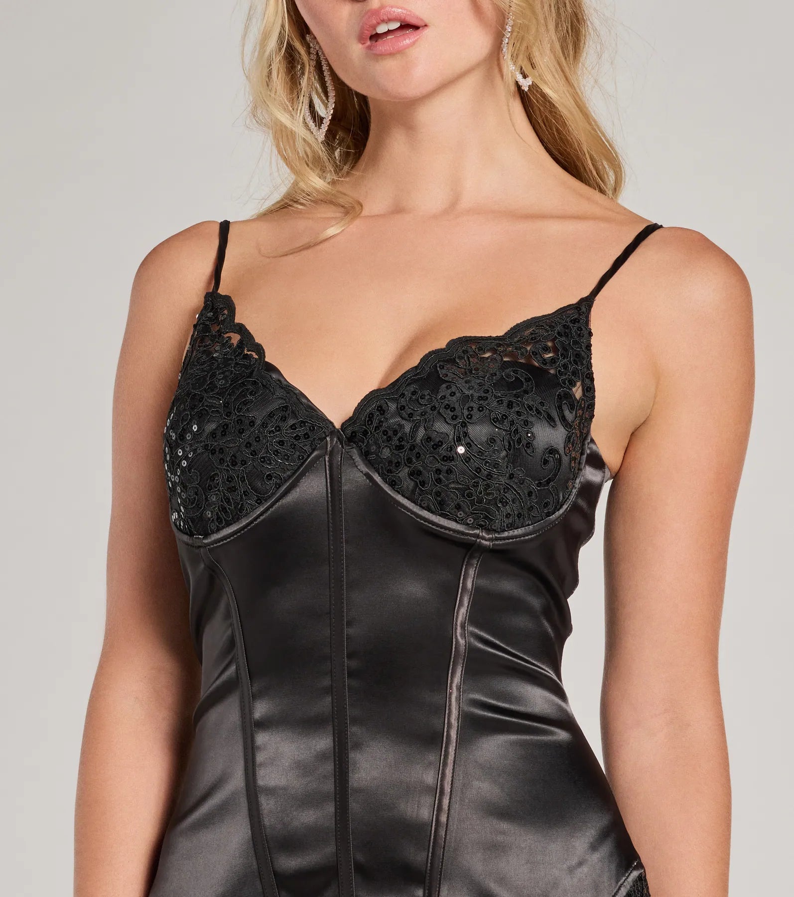 Jackie Sweetheart Lace Sequin Satin Mini Dress - Image 4