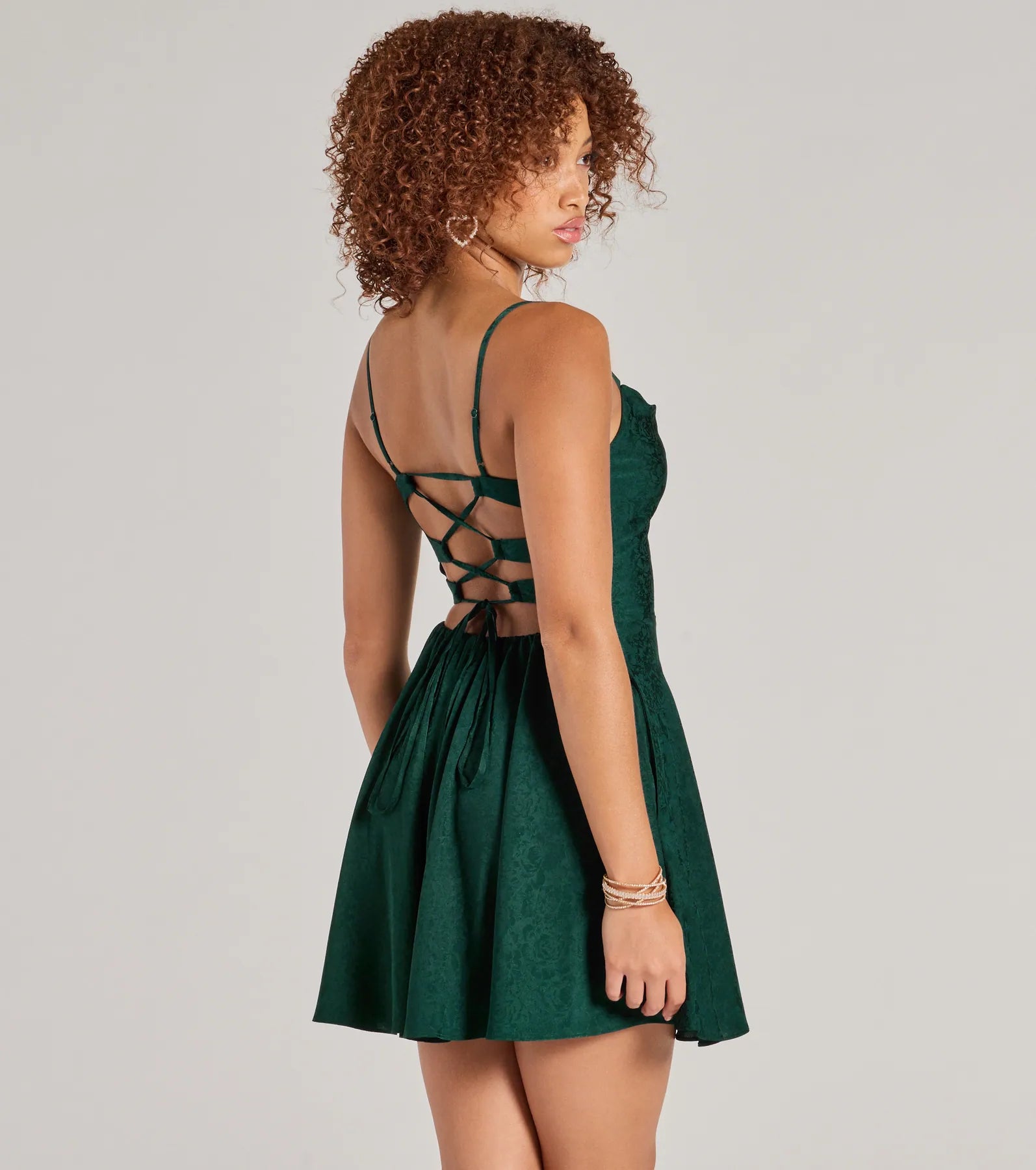 Jianna Floral Satin Short A-Line Dress - Image 2