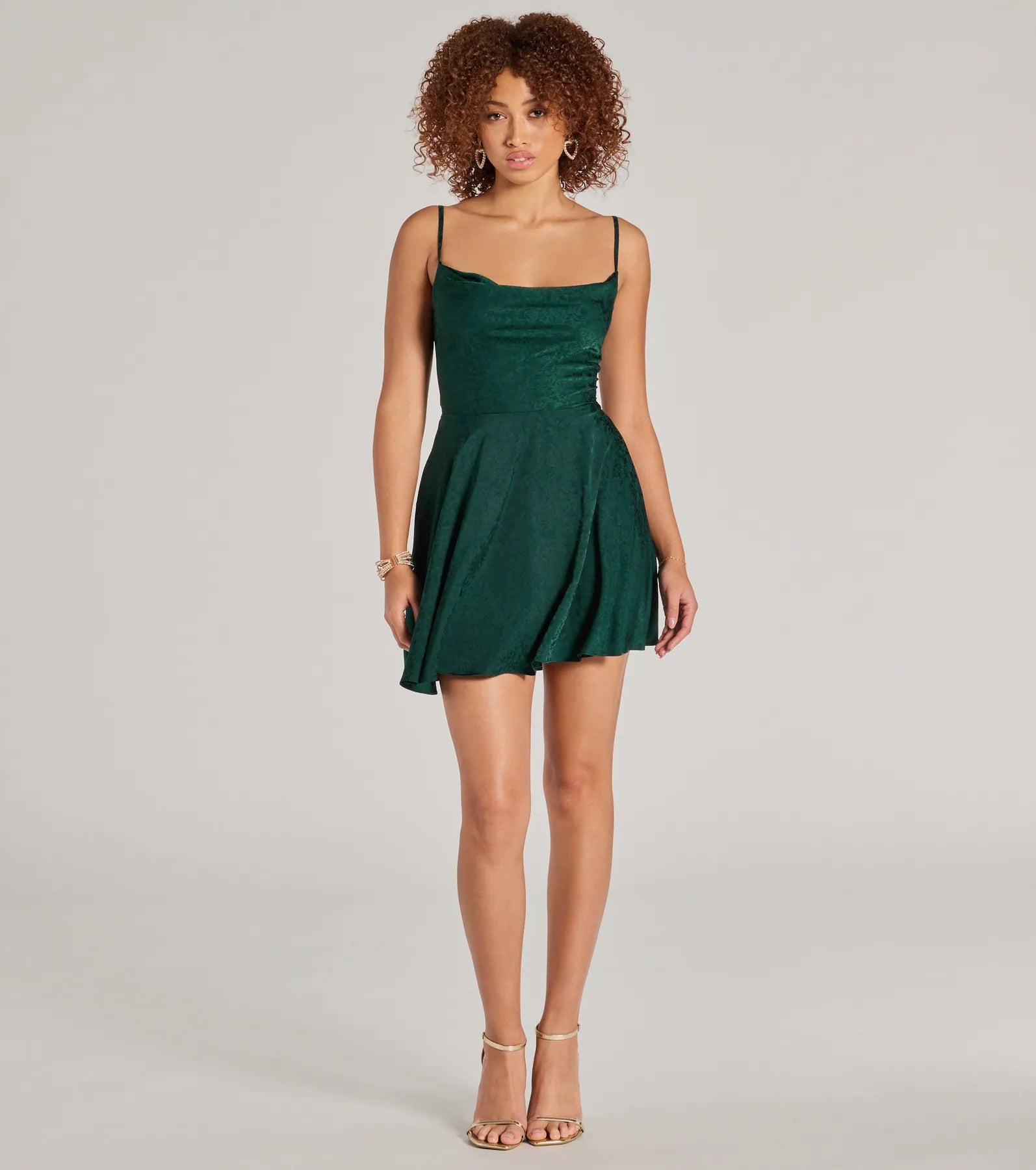 Jianna Floral Satin Short A-Line Dress - Image 3