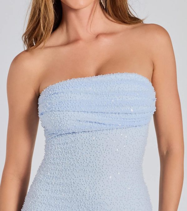 Lena Strapless Bodycon Beaded Mesh Mini Dress - Image 28
