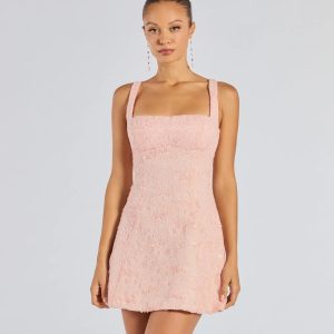 Clarice Sequin Beaded Lace A-Line Mini Dress