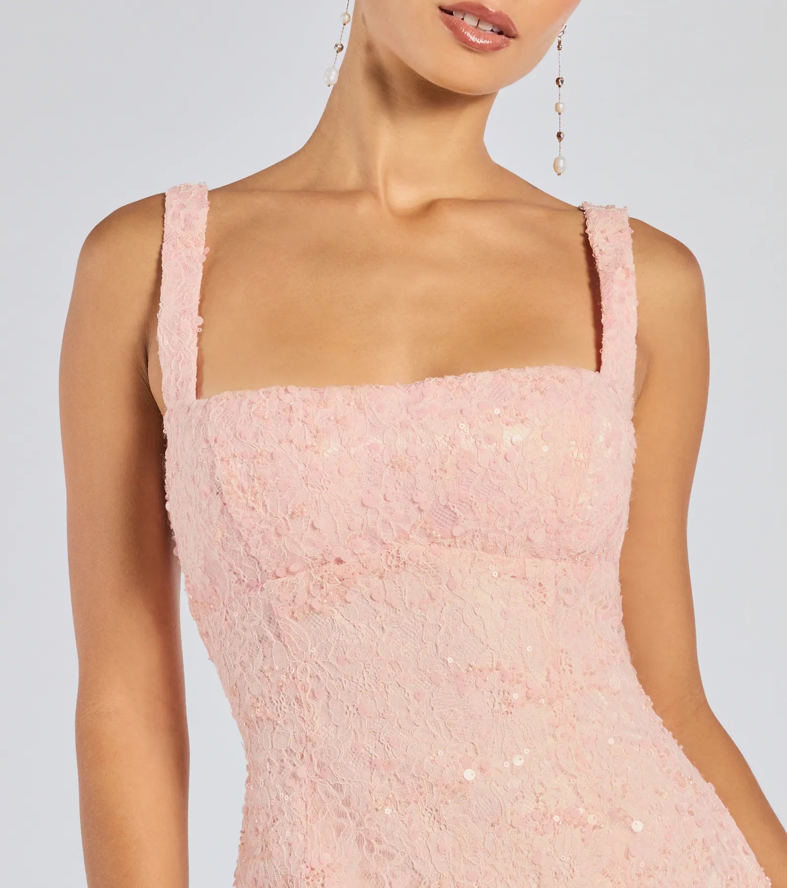 Clarice Sequin Beaded Lace A-Line Mini Dress - Image 5