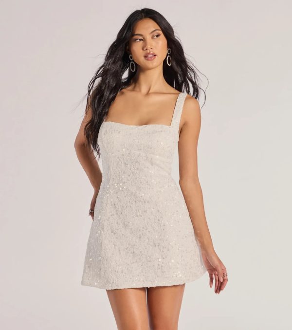 Clarice Sequin Beaded Lace A-Line Mini Dress - Image 6