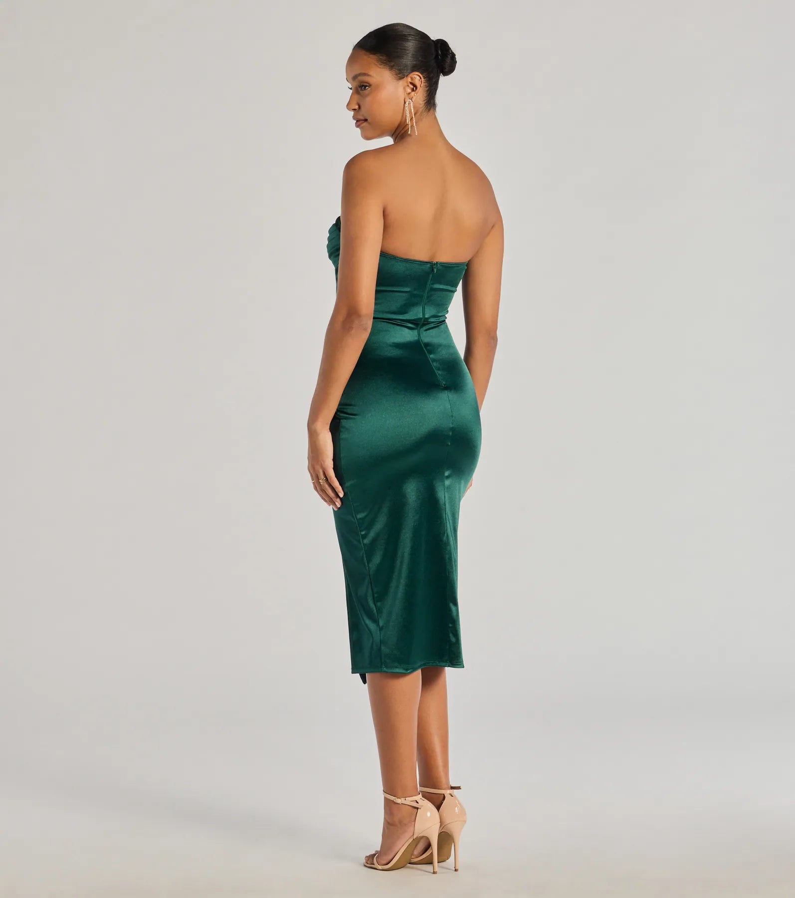 Kaleen Sleeveless Satin Wrap Midi Dress - Image 2