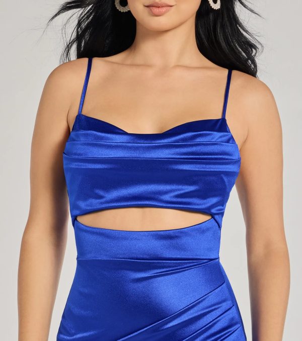 Lilith Satin Cutout Wrap-Front Midi Dress - Image 11