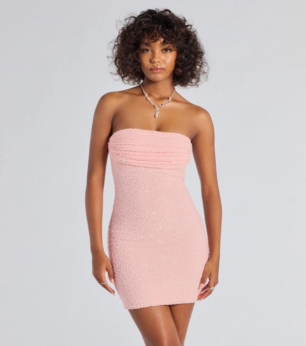 Lena Strapless Bodycon Beaded Mesh Mini Dress - Image 16