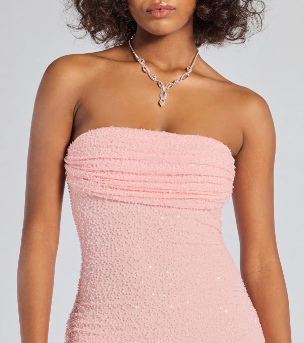 Lena Strapless Bodycon Beaded Mesh Mini Dress - Image 19