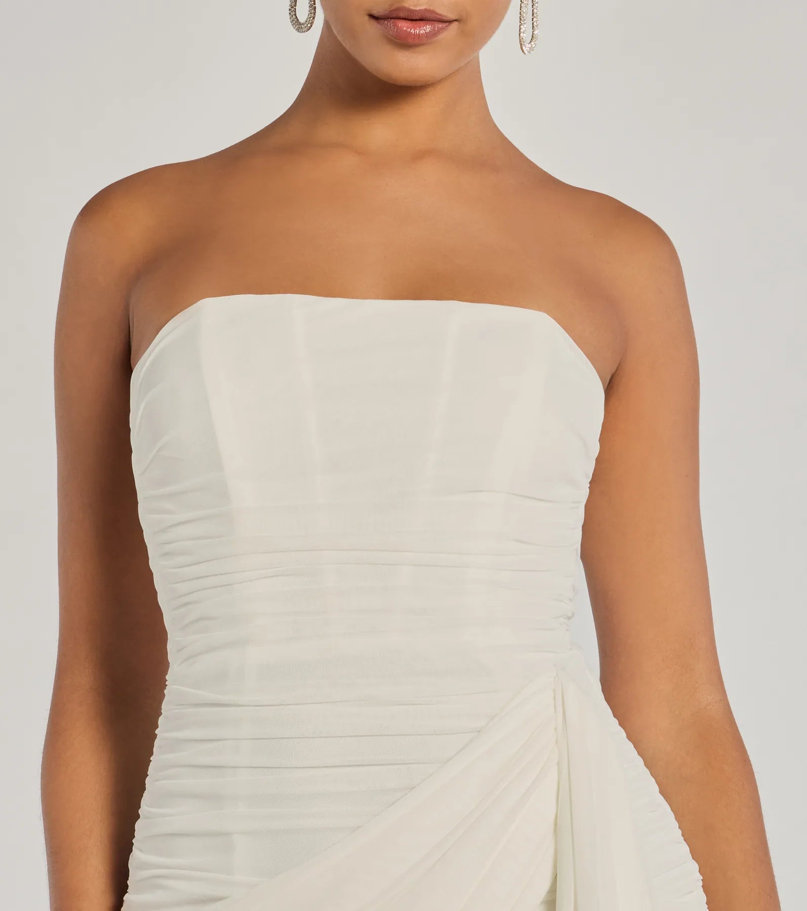 Kaiya Strapless Bodycon Ruched Mesh Mini Dress - Image 11