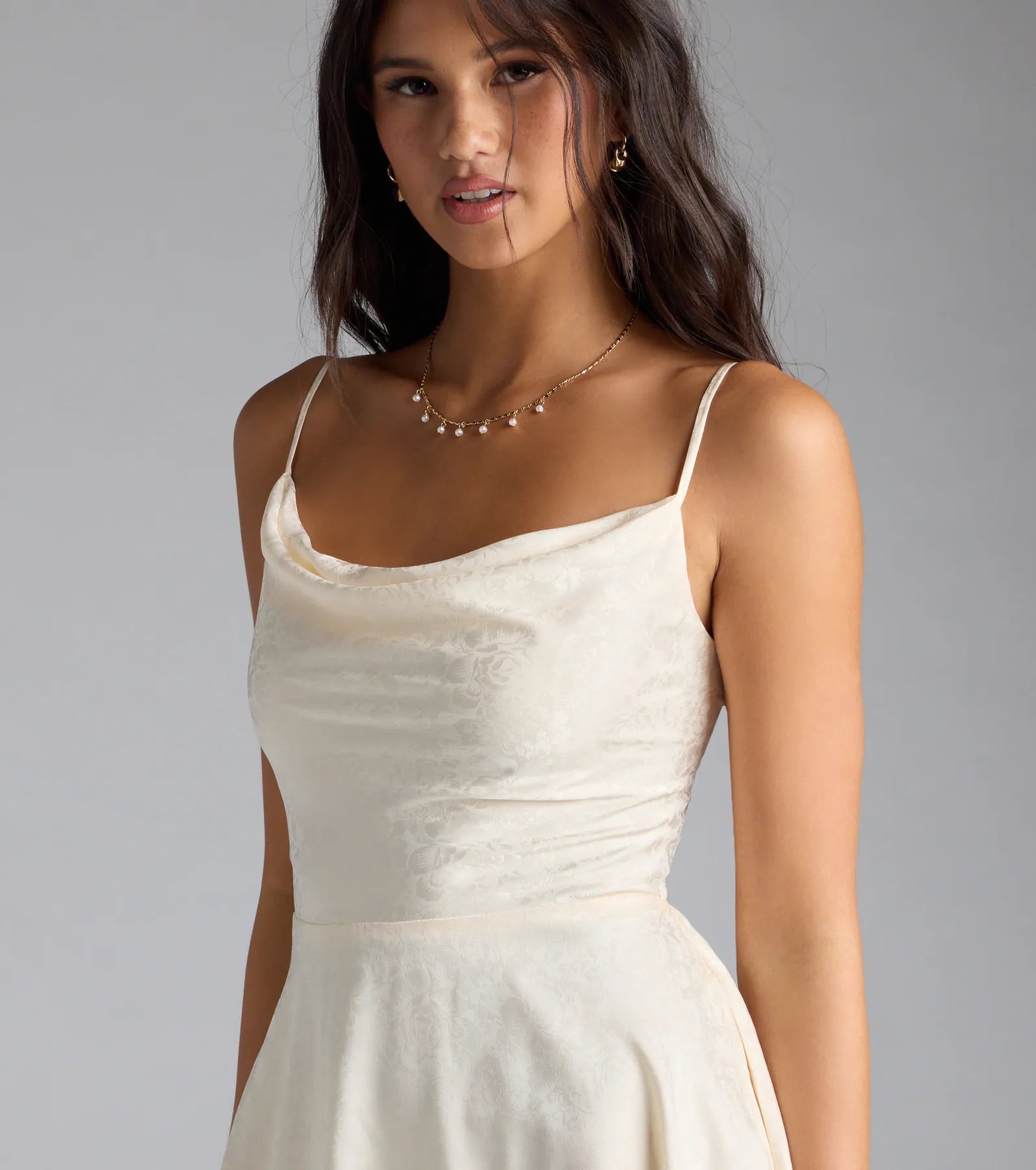 Jianna Floral Satin Short A-Line Dress - Image 12