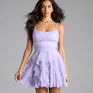 Louisa Ruffle Glitter Skater Short Dress