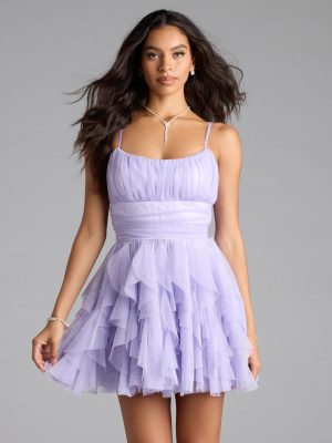Louisa Ruffle Glitter Skater Short Dress