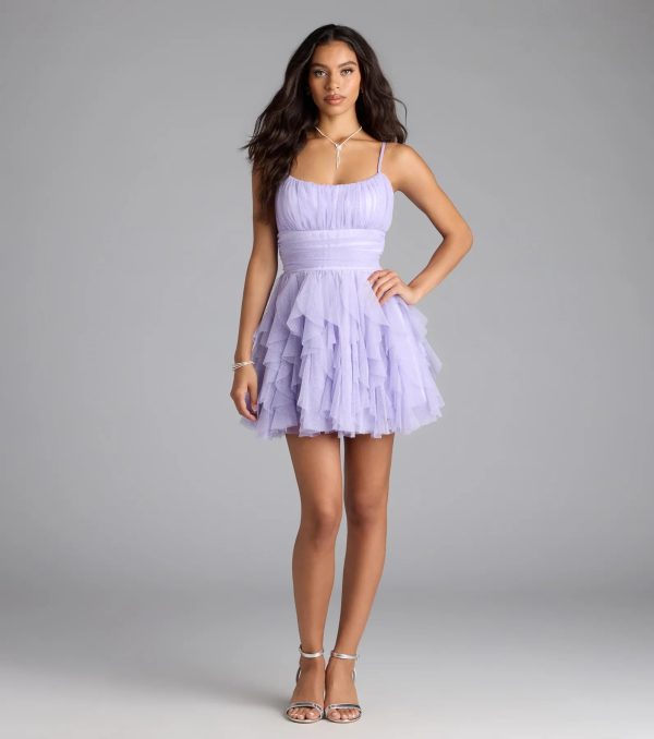 Louisa Ruffle Glitter Skater Short Dress - Image 3