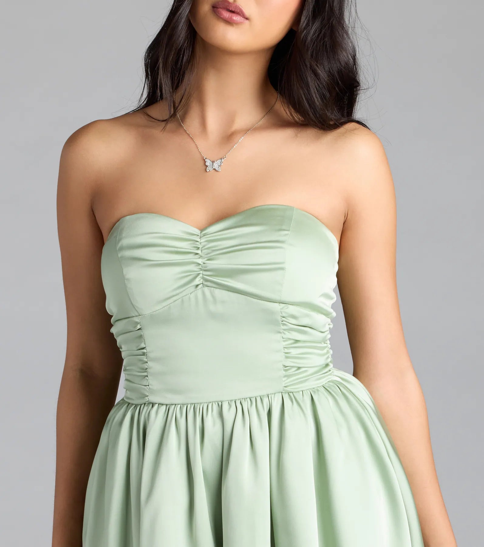 Lorena Satin Strapless Skater Dress - Image 7