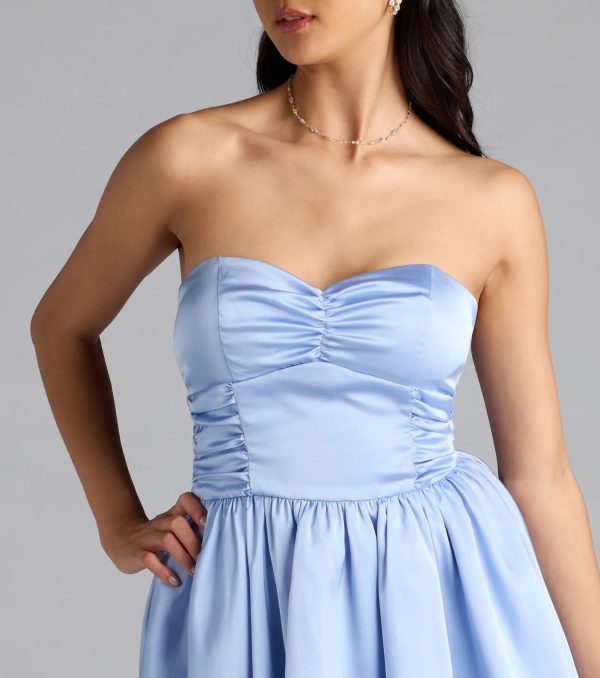Lorena Satin Strapless Skater Dress - Image 4
