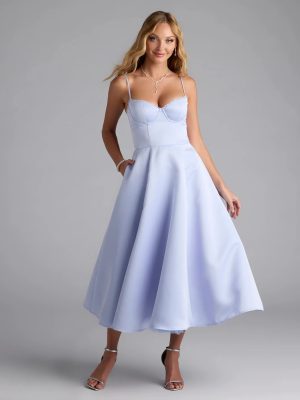 Georgie Sweetheart A-Line Satin Midi Dress