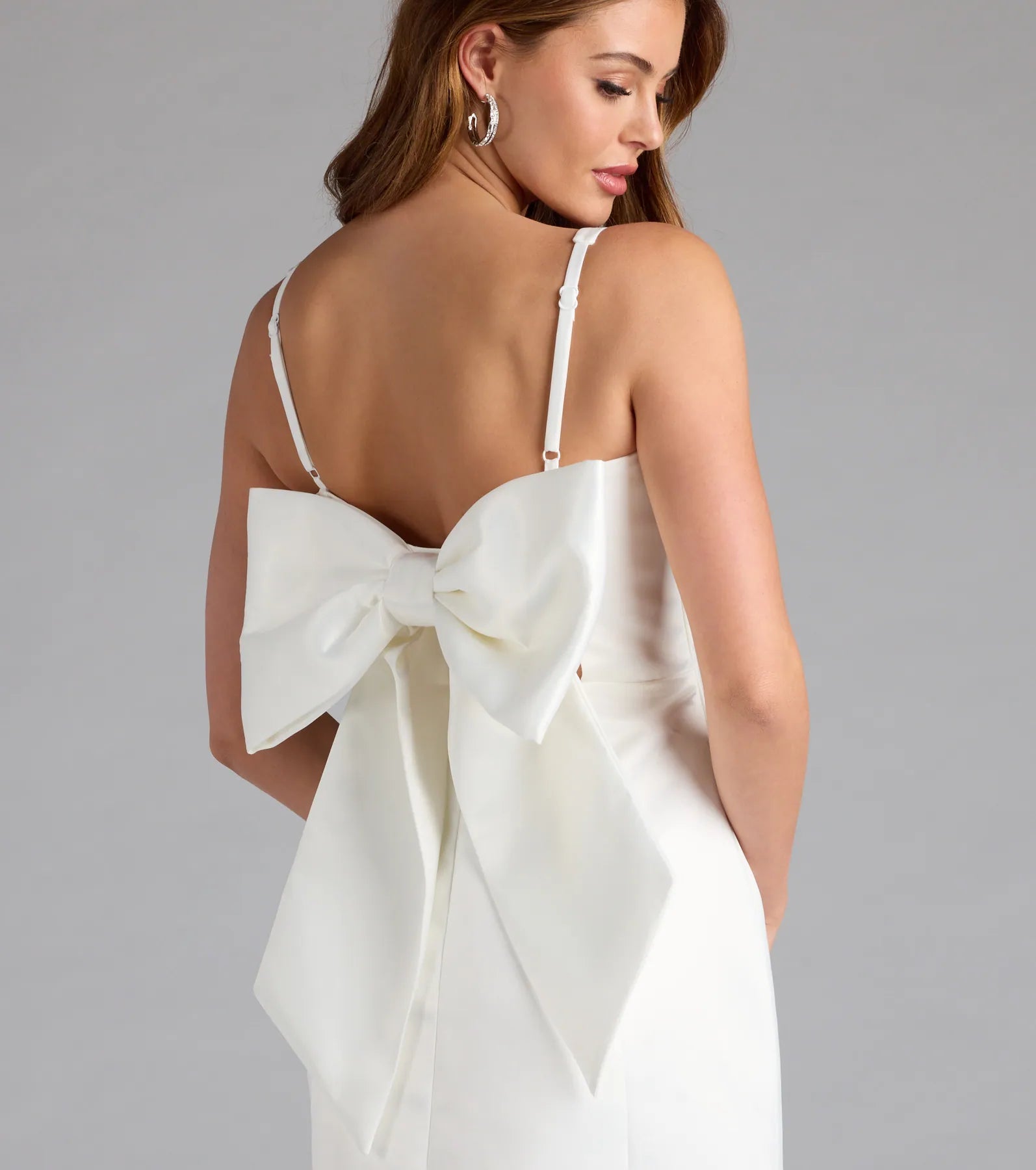 Amalia Bow A-Line Satin Short Dress - Image 4