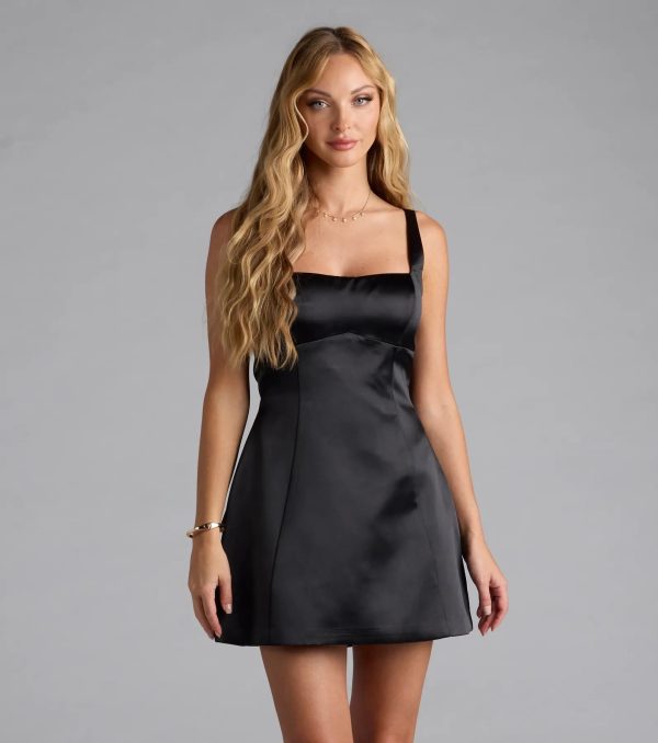 Amalia Bow A-Line Satin Short Dress - Image 5