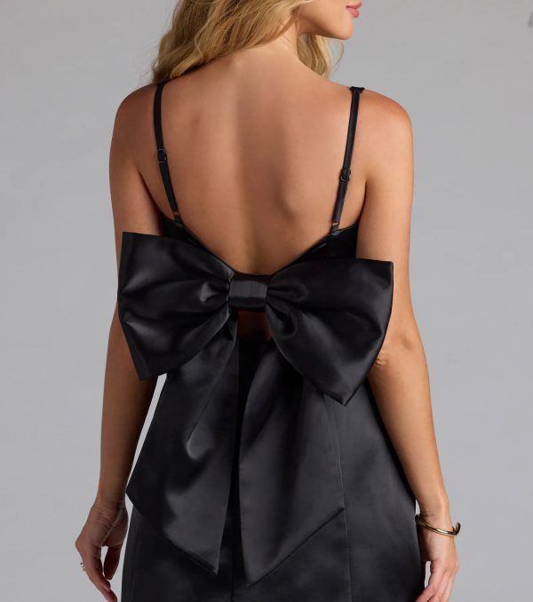 Amalia Bow A-Line Satin Short Dress - Image 8
