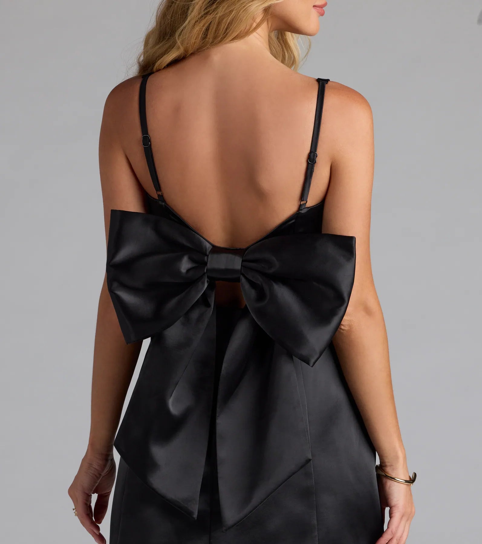 Amalia Bow A-Line Satin Short Dress - Image 8