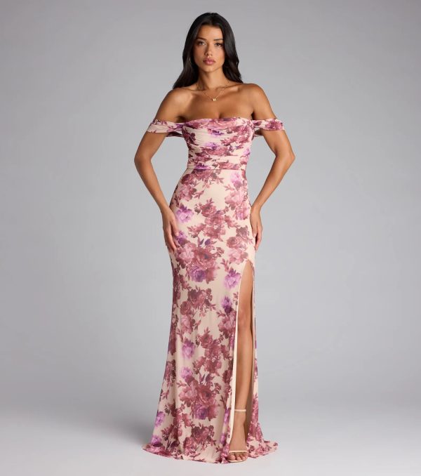 Tess Floral Off-The-Shoulder Formal Dress - Image 3