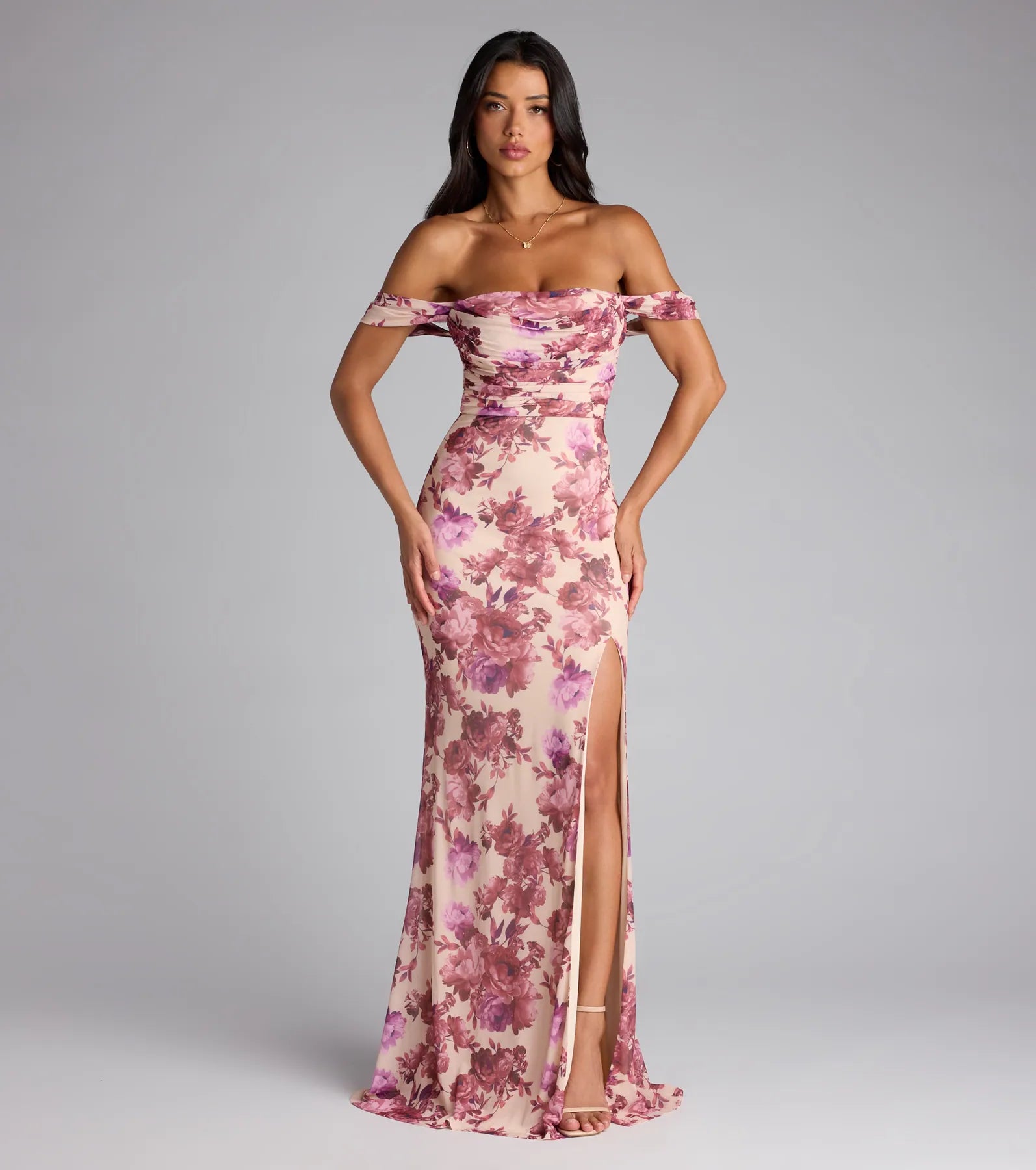 Tess Floral Off-The-Shoulder Formal Dress - Image 3