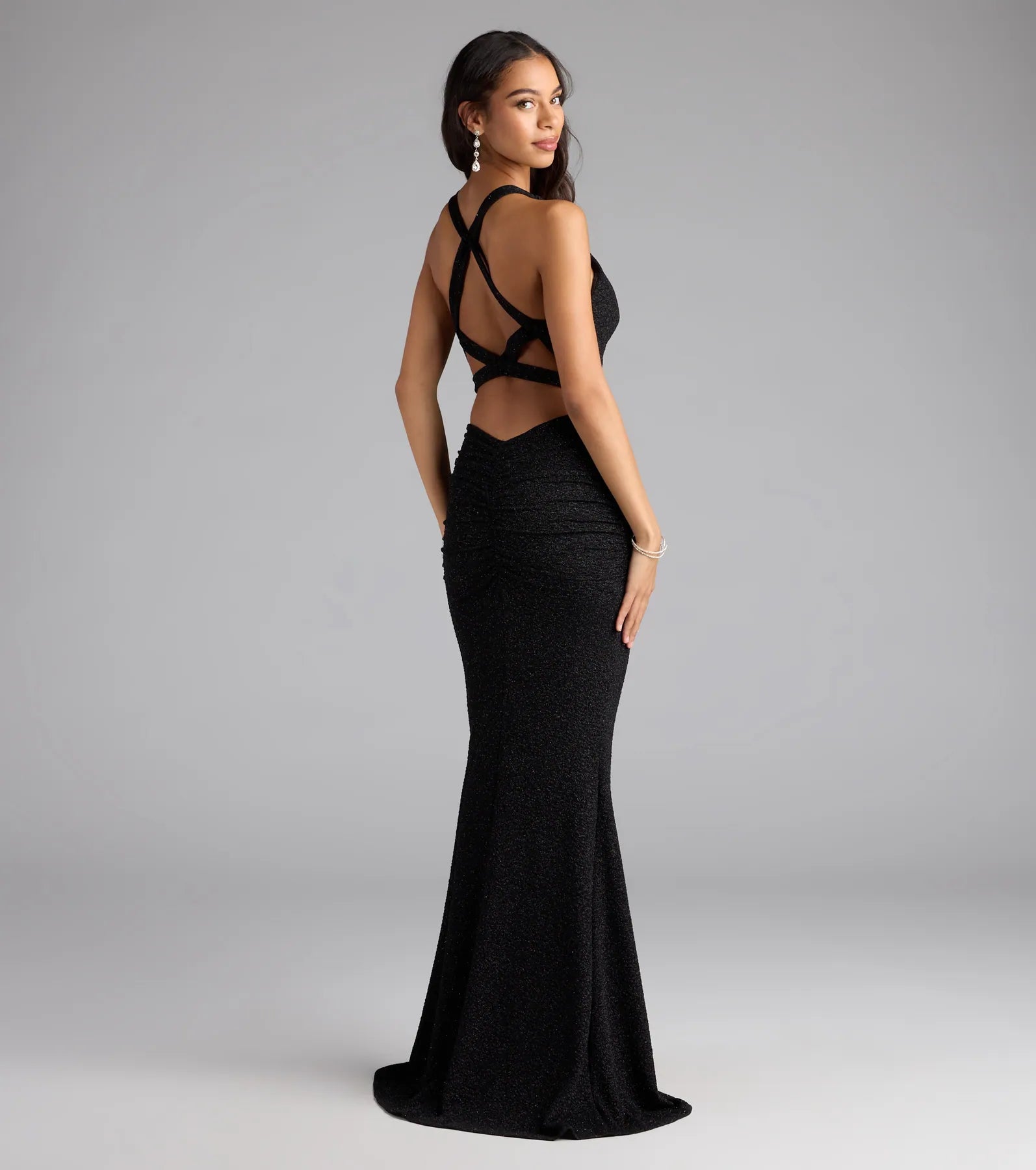 Corinne Glitter Knit Strappy Back Mermaid Dress - Image 2