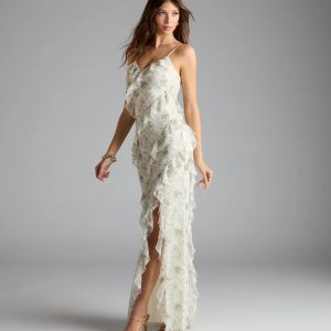 Diana V-Neck Mermaid Floral Ruffle Formal Dress
