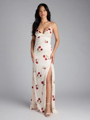 Madeline Floral Strappy Back A-Line Formal Dress