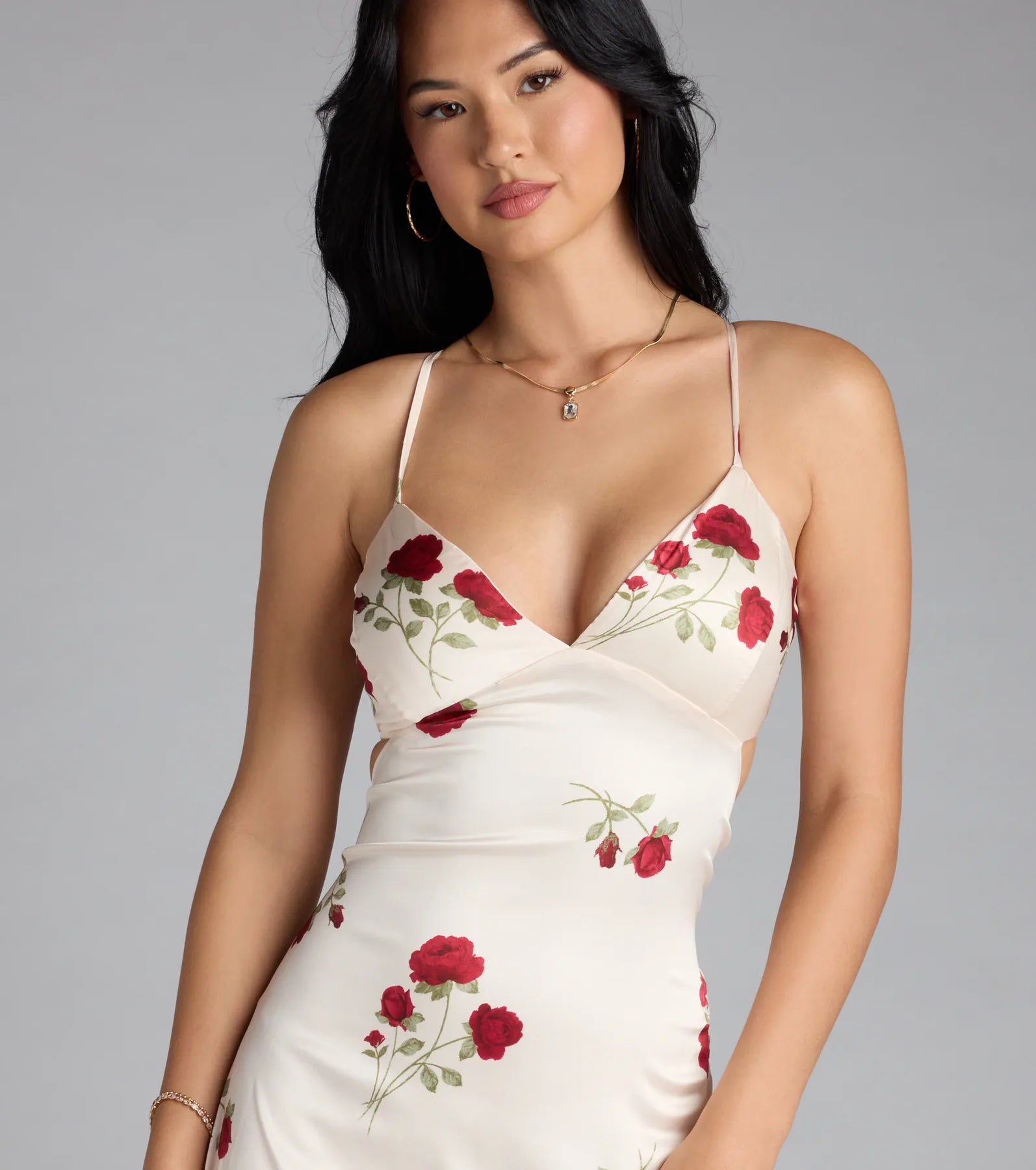 Madeline Floral Strappy Back A-Line Formal Dress - Image 3