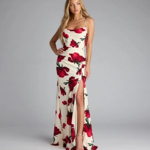 Rowyn Floral Lace-Up Mermaid Formal Dress