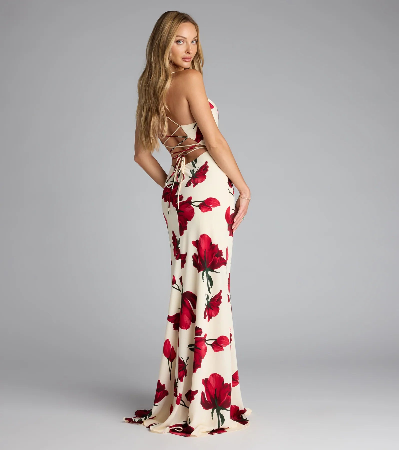 Rowyn Floral Lace-Up Mermaid Formal Dress - Image 2