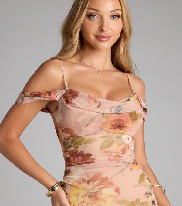 Holly Floral Cold Shoulder Mermaid Formal Dress - Image 4