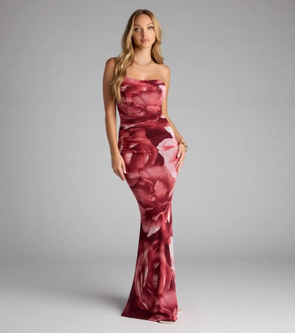 Danielle Floral Strapless Mermaid Formal Dress - Image 4