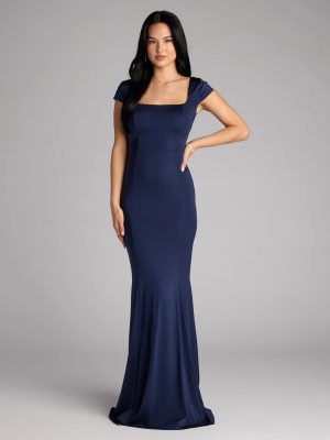 Gloria Cap Sleeve Tie Back Mermaid Formal Dress
