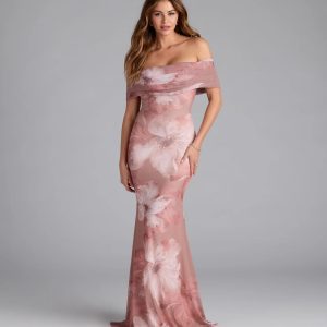 Mikayla Off-Shoulder Mermaid Floral Formal Dress