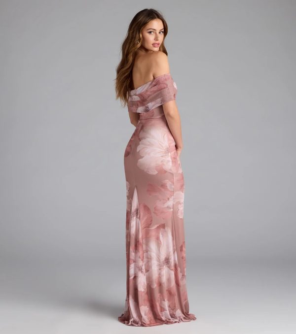 Mikayla Off-Shoulder Mermaid Floral Formal Dress - Image 2