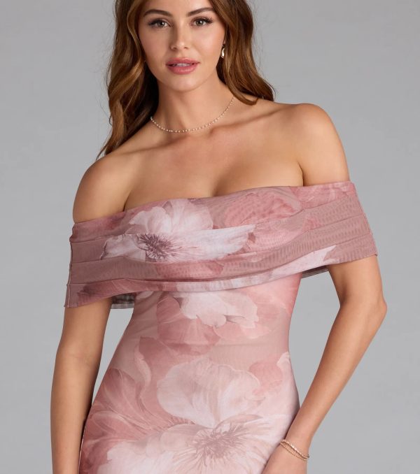 Mikayla Off-Shoulder Mermaid Floral Formal Dress - Image 3