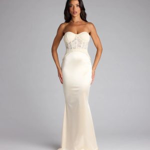 Ciara Lace Corset Satin Mermaid Formal Dress