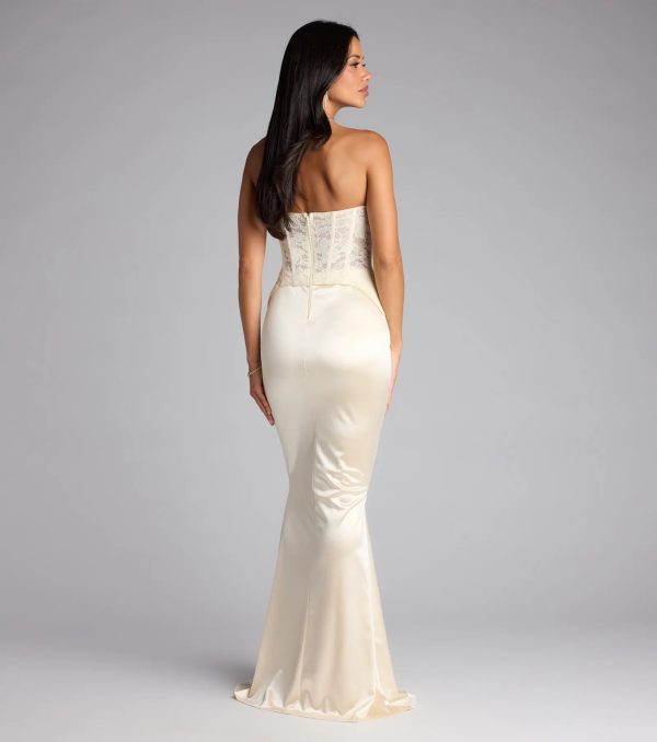 Ciara Lace Corset Satin Mermaid Formal Dress - Image 2