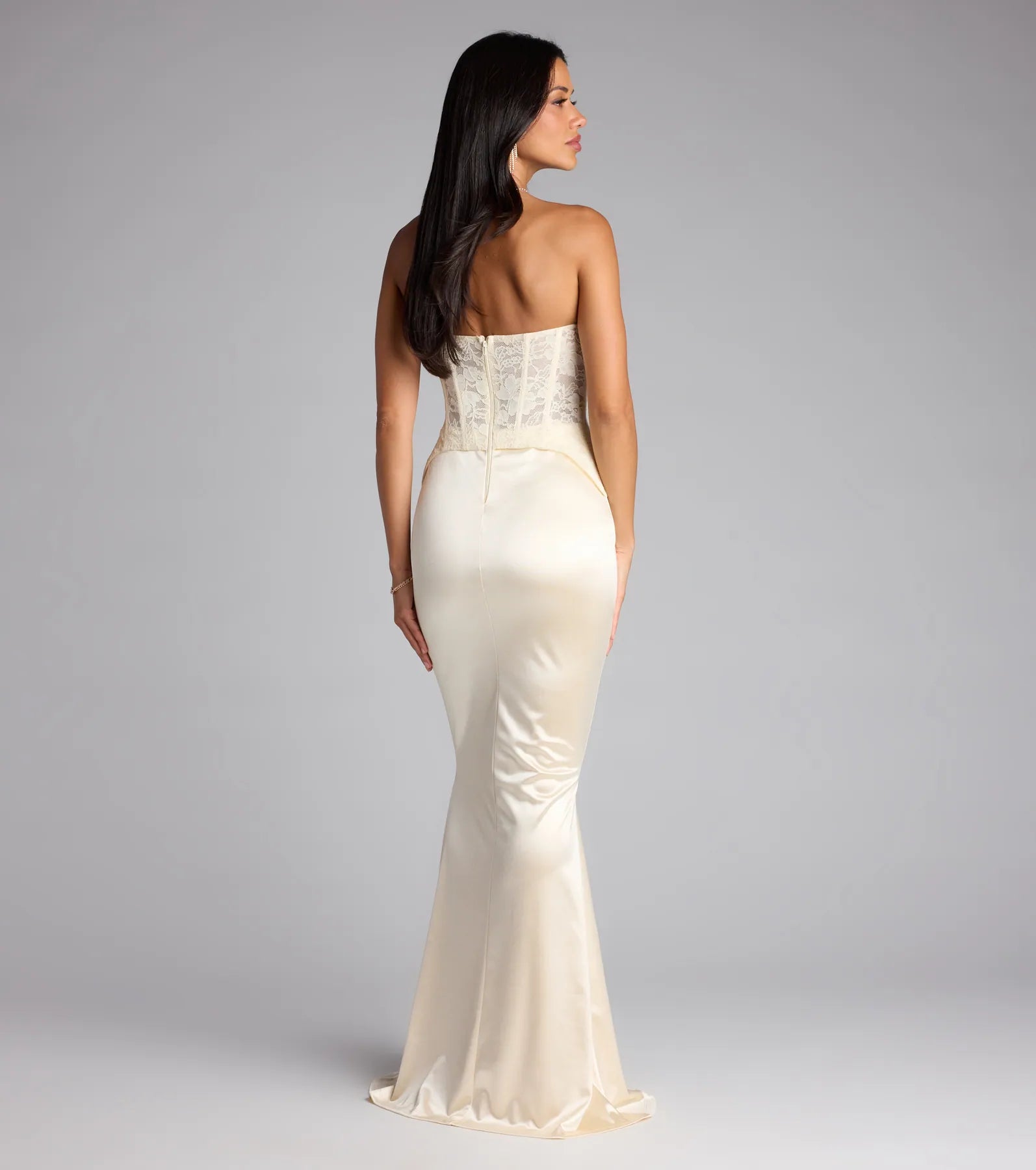 Ciara Lace Corset Satin Mermaid Formal Dress - Image 2