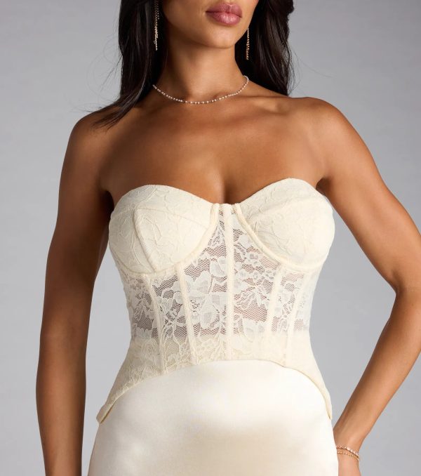 Ciara Lace Corset Satin Mermaid Formal Dress - Image 3