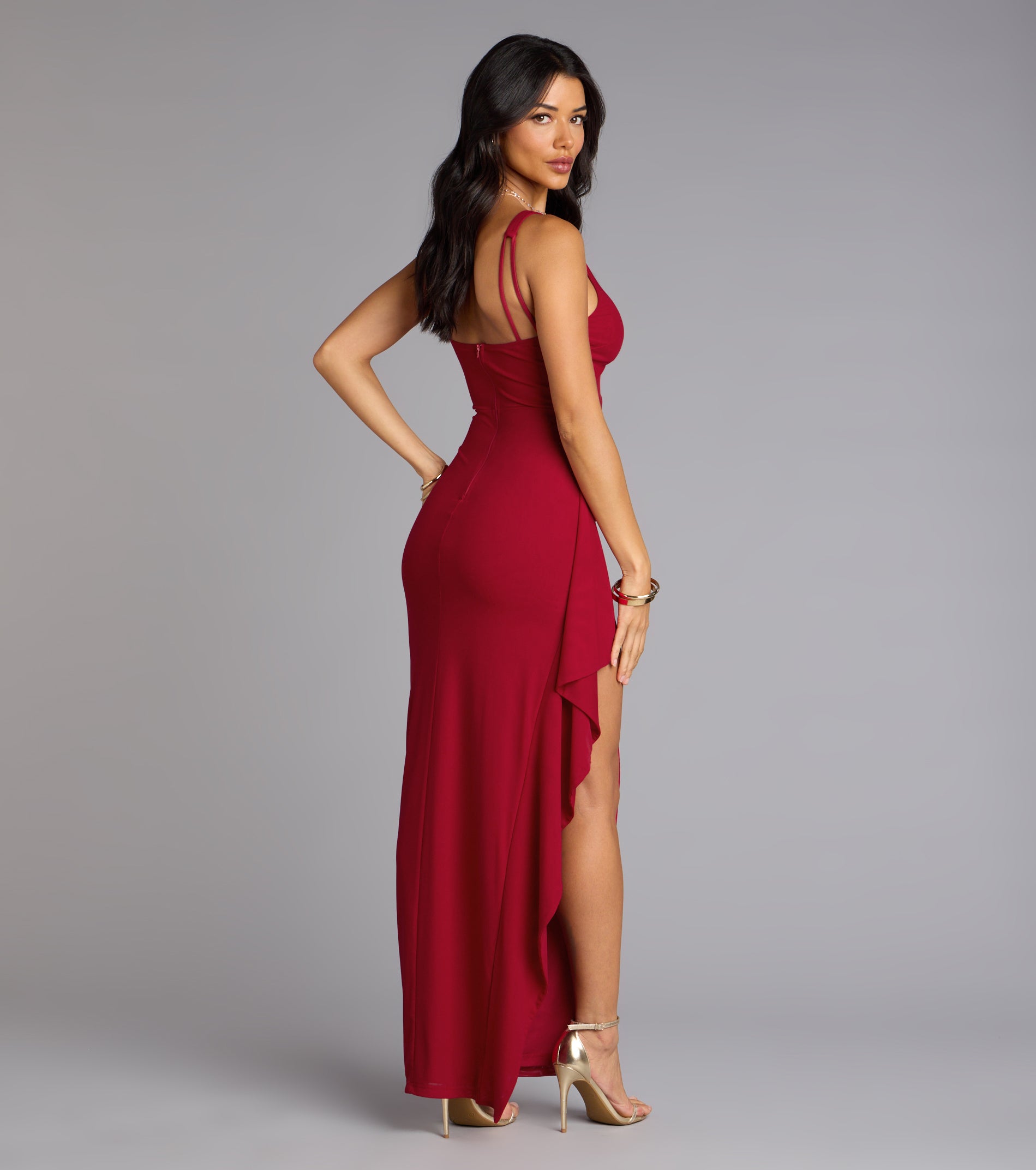 Ayden Ruffle High Slit Mermaid Dress - Image 2