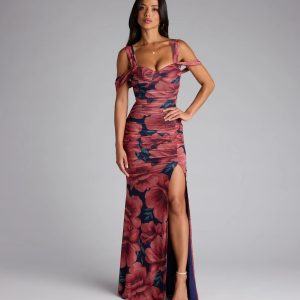 Layla Floral Cold Shoulder Mermaid Formal Dress