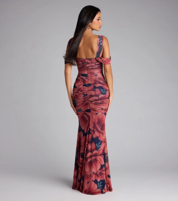 Layla Floral Cold Shoulder Mermaid Formal Dress - Image 2