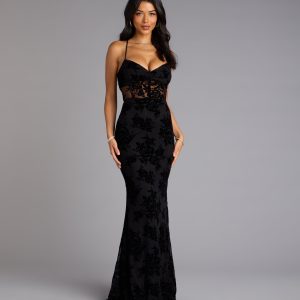Bethany Lace-Up Mesh Mermaid Formal Dress