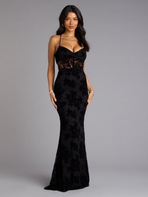Bethany Lace-Up Mesh Mermaid Formal Dress